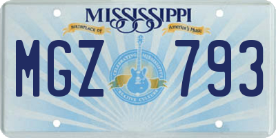 MS license plate MGZ793