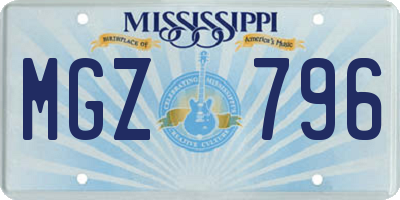 MS license plate MGZ796