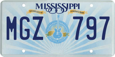 MS license plate MGZ797