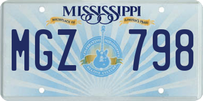 MS license plate MGZ798
