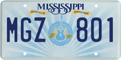 MS license plate MGZ801