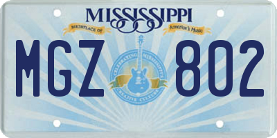 MS license plate MGZ802