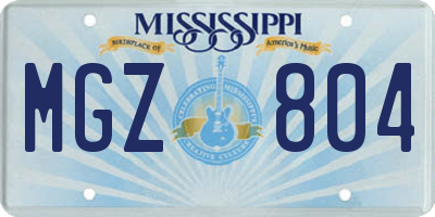 MS license plate MGZ804