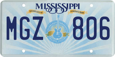 MS license plate MGZ806