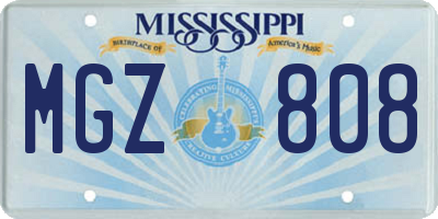 MS license plate MGZ808