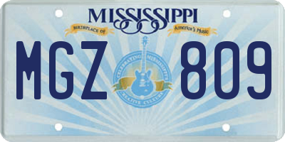 MS license plate MGZ809