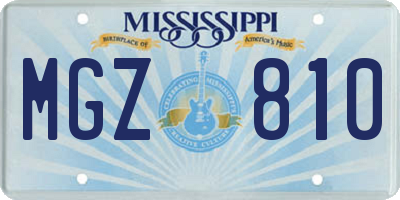 MS license plate MGZ810