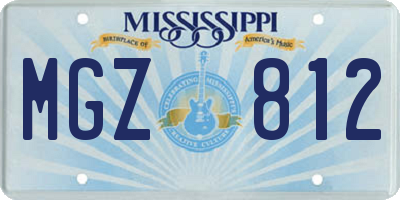 MS license plate MGZ812