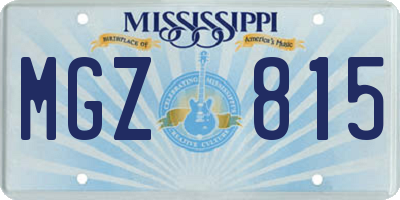 MS license plate MGZ815