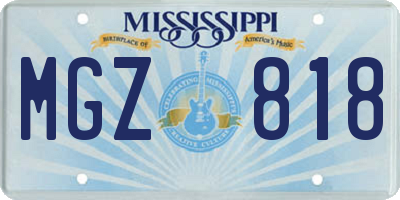 MS license plate MGZ818