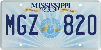 MS license plate MGZ820