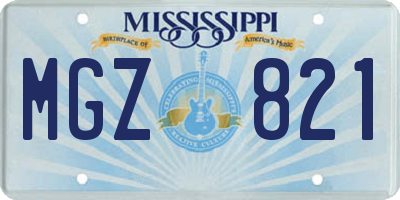 MS license plate MGZ821