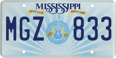 MS license plate MGZ833