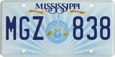 MS license plate MGZ838