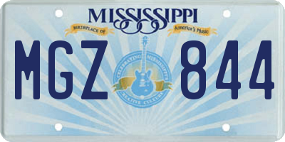 MS license plate MGZ844