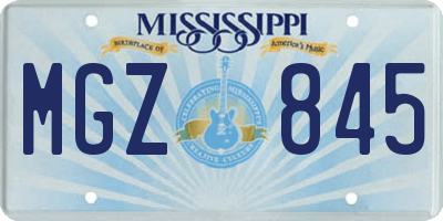 MS license plate MGZ845