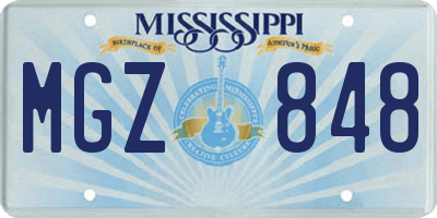 MS license plate MGZ848