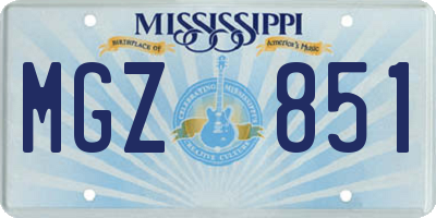 MS license plate MGZ851