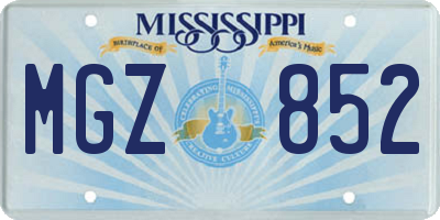 MS license plate MGZ852