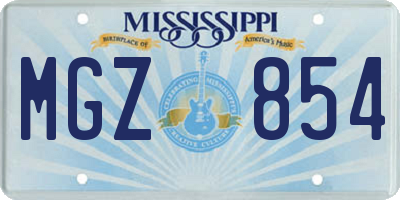 MS license plate MGZ854