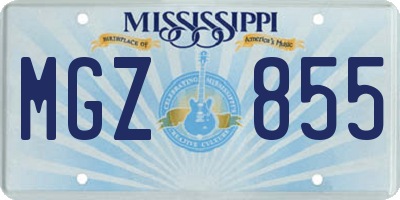 MS license plate MGZ855
