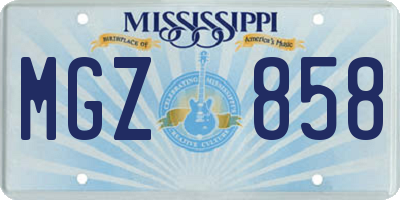 MS license plate MGZ858