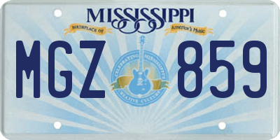 MS license plate MGZ859