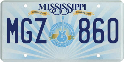 MS license plate MGZ860