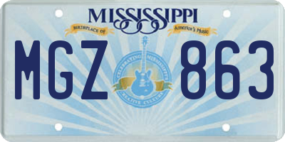 MS license plate MGZ863