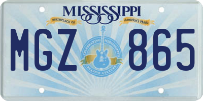 MS license plate MGZ865