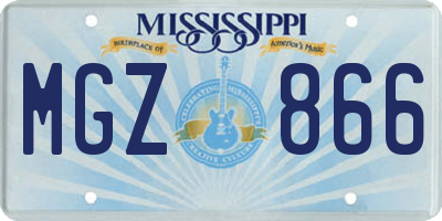 MS license plate MGZ866