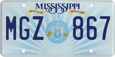 MS license plate MGZ867