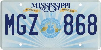 MS license plate MGZ868