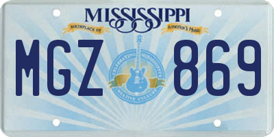 MS license plate MGZ869