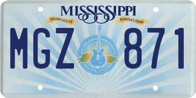 MS license plate MGZ871