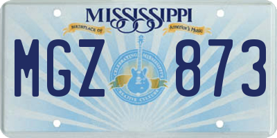 MS license plate MGZ873