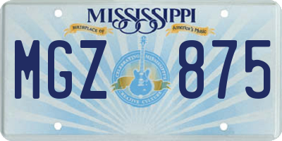 MS license plate MGZ875