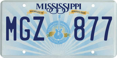 MS license plate MGZ877