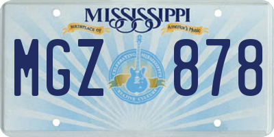 MS license plate MGZ878