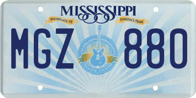 MS license plate MGZ880