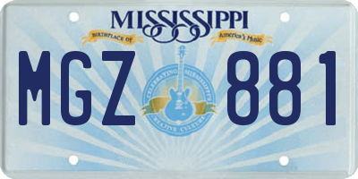 MS license plate MGZ881