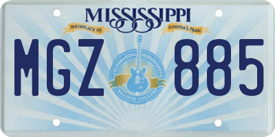 MS license plate MGZ885