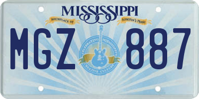 MS license plate MGZ887