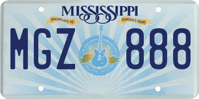 MS license plate MGZ888
