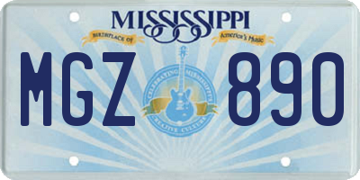 MS license plate MGZ890