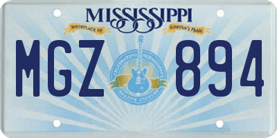 MS license plate MGZ894