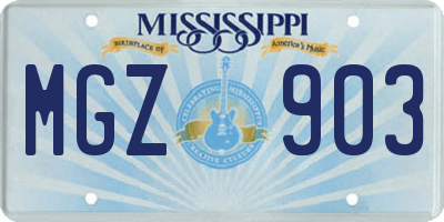 MS license plate MGZ903