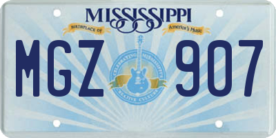 MS license plate MGZ907
