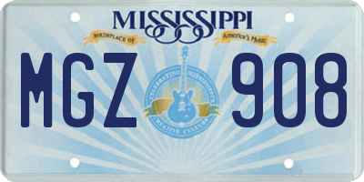 MS license plate MGZ908