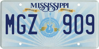MS license plate MGZ909
